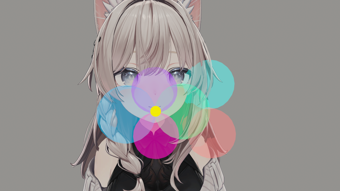 センサーの位置調整を開いたときの鏡の様子 (Senderが4つの球の真ん中)